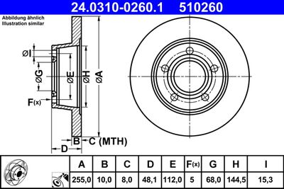 Тормозной диск ATE 24.0310-0260.1 для AUDI ALLROAD