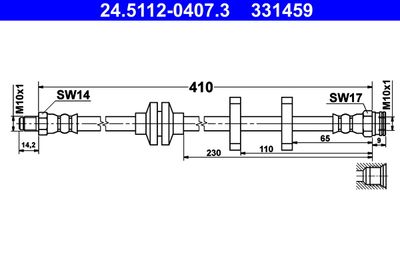 Тормозной шланг ATE 24.5112-0407.3 для FIAT BRAVO