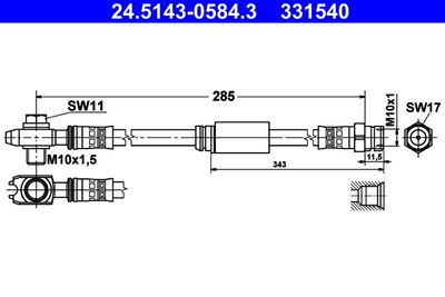 Тормозной шланг ATE 24.5143-0584.3 для VW BEETLE