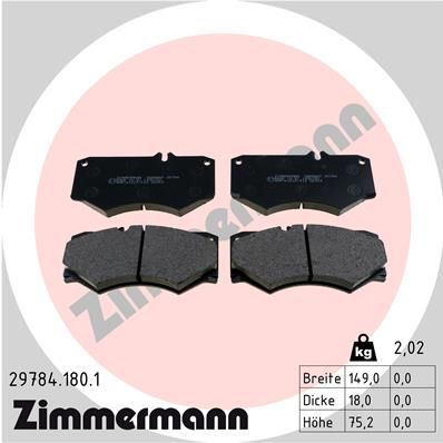 Комплект тормозных колодок, дисковый тормоз ZIMMERMANN 29784.180.1 для MERCEDES-BENZ HENSCHEL