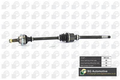 BGA DS6722RA Полуось в сборе  для PEUGEOT 206 Наклонная задняя часть (2A/C) 1.6 16V