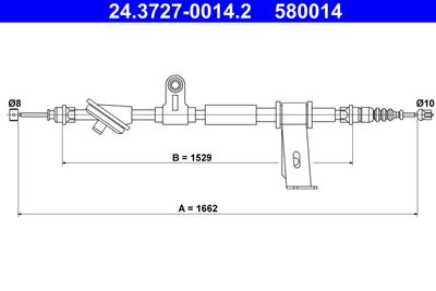 ATE 24.3727-0014.2 Трос ручного тормоза  для ALFA ROMEO BRERA (Альфа-ромео Брера)