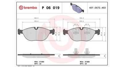 BREMSBELAGSATZ SCHEIBENBREMSE