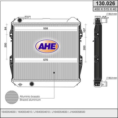 Радиатор, охлаждение двигателя AHE 130.026 для VW TARO