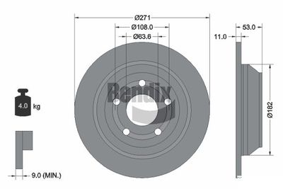 BENDIX Braking BDS1625 Тормозные диски  для FORD  (Форд Пума)