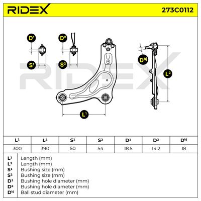 носач, окачване на колелата RIDEX 273C0112