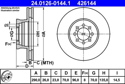 Тормозной диск ATE 24.0126-0144.1 для MERCEDES-BENZ SPRINTER