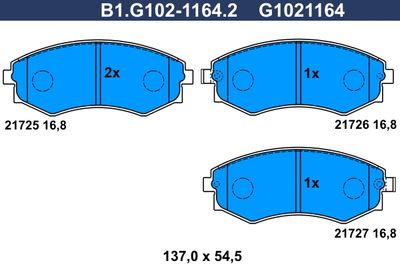 GALFER B1.G102-1164.2 Тормозные колодки и сигнализаторы  для KIA JOICE (Киа Жоике)