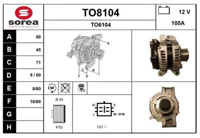 GENERATOR / ALTERNATOR SNRA TO8104