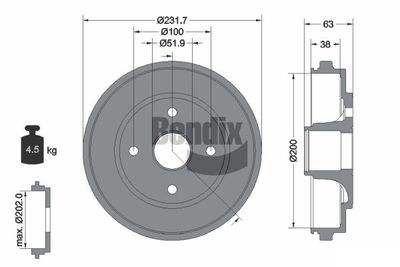 BENDIX Braking BDM1091 Тормозной барабан  для OPEL AGILA (A) (H00) 1.2 16V (F68)