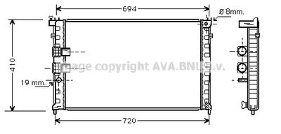 Радиатор, охлаждение двигателя AVA QUALITY COOLING PEA2231 для PEUGEOT 406