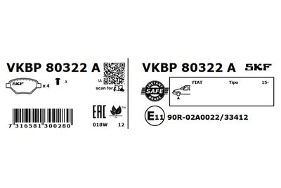 Brake Pad Set, disc brake VKBP 80322 A