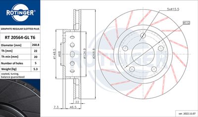 спирачен диск ROTINGER RT 20564-GL T6