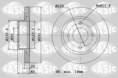 Тормозной диск SASIC 6106167 для SUZUKI SPLASH