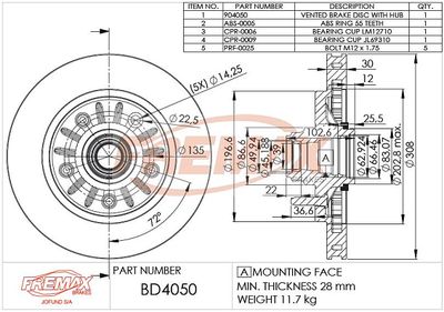 Тормозной диск FREMAX BD-4050-KT для FORD USA EXPEDITION