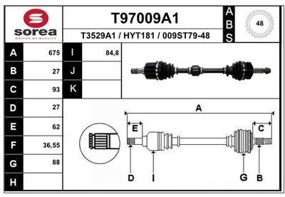 Приводной вал EAI T97009A1 для HYUNDAI i40