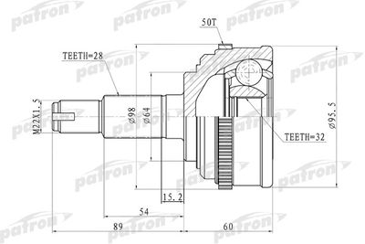 Шарнирный комплект, приводной вал PATRON PCV9574 для HONDA ACCORD