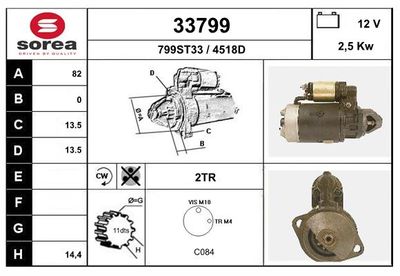 EAI 33799 Стартер  для LAND ROVER RANGE ROVER I 2.5 TD 4x4