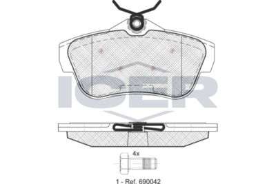 комплект спирачно феродо, дискови спирачки ICER 141823