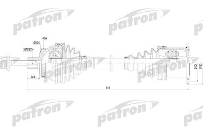 Приводной вал PATRON PDS0186 для AUDI A4