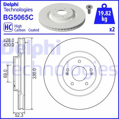 DELPHI BG5065C Тормозные диски  для HYUNDAI i30 FASTBACK (PDE, PDEN) 2.0 N