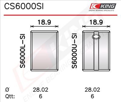 лагер (втулка) на разпределителния вал KING CS6000SI