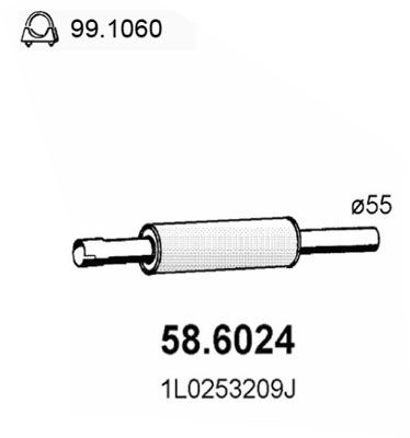 ASSO 58.6024 Глушитель выхлопных газов  для VW CORRADO (Фольцваген Коррадо)