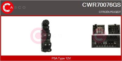 Spínač, zvedací zařízení oken CASCO CWR70076GS