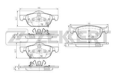 ZEKKERT BS-2172 Тормозные колодки и сигнализаторы для HONDA ACCORD VIII универсал (CW) 2.2 i-DTEC (CW3)