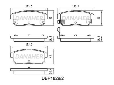 Комплект тормозных колодок, дисковый тормоз DANAHER DBP1829/2 для MAZDA RX-8