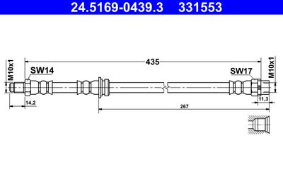 Тормозной шланг ATE 24.5169-0439.3 для BMW X6