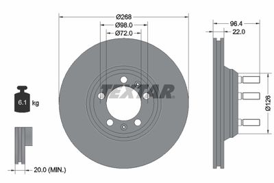 Тормозной диск TEXTAR 92033600 для ALFA ROMEO 75