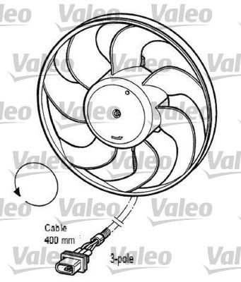 Вентилятор, охлаждение двигателя VALEO 696033 для VW BORA