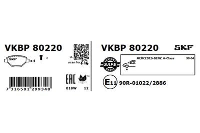 Brake Pad Set, disc brake VKBP 80220