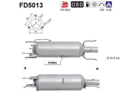 Filtr sadzy / filtr cząstek stałych, układ wydechowy AS 55187619