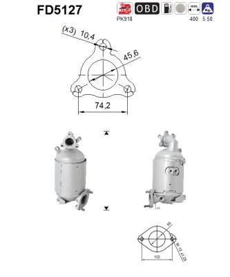 Filtr sadzy / filtr cząstek stałych, układ wydechowy AS FD5127