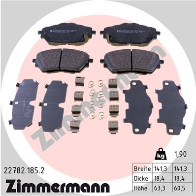 Комплект тормозных колодок, дисковый тормоз ZIMMERMANN 22782.185.2 для TOYOTA C-HR