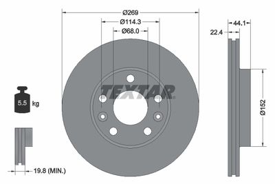 Тормозной диск TEXTAR 92272603 для RENAULT KAPTUR
