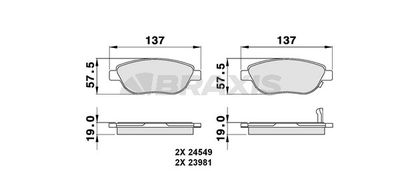 BRAXIS AB0137 Тормозные колодки и сигнализаторы для OPEL CORSA D (S07) 1.3 CDTI (L08, L68)