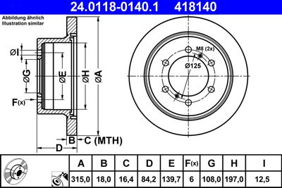 Тормозной диск ATE 24.0118-0140.1 для MITSUBISHI L400