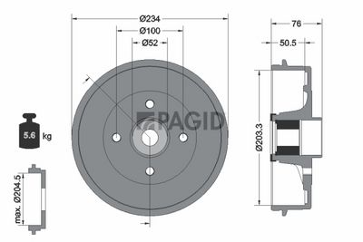 Brzdový buben PAGID 61427N
