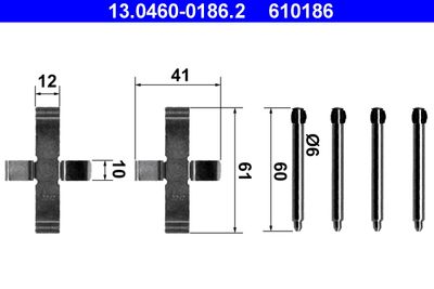 Комплектующие, колодки дискового тормоза ATE 13.0460-0186.2 для MERCEDES-BENZ 190