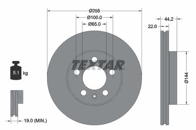 Тормозной диск TEXTAR 92303803 для SKODA SCALA