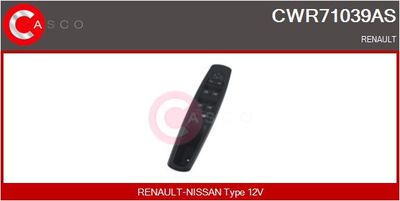 Выключатель, стеклолодъемник CASCO CWR71039AS для RENAULT FLUENCE