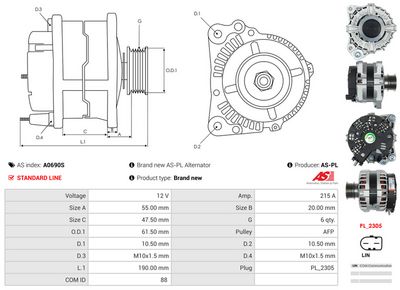 GENERATOR / ALTERNATOR AS-PL A0690S 4