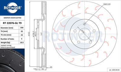 спирачен диск ROTINGER RT 22076-GL T9