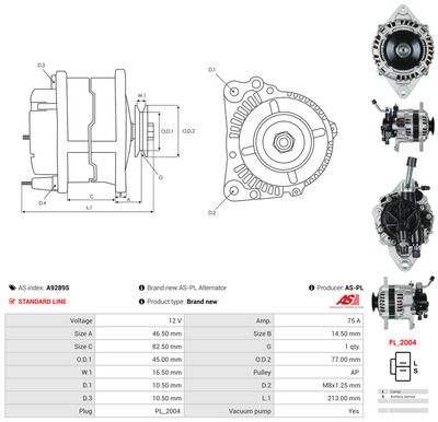 GENERATOR / ALTERNATOR AS-PL A9289S 4