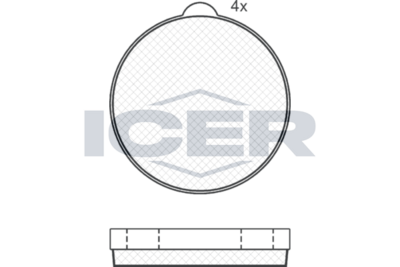 комплект феродо за накладки, дискова ръчна спирачка ICER 180245