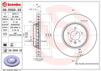 Bromsskiva BREMBO 09.D550.23