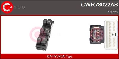 Выключатель, стеклолодъемник CASCO CWR78022AS для HYUNDAI SANTA FE